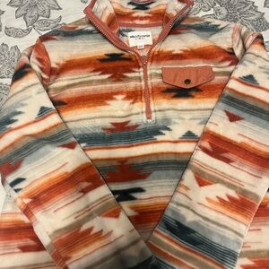 Woolrich Rusty Orange Zip Up Sweater with Southwestern Stripes
